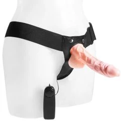 Best deal 🥰 Bondara&Sex Turn Me On Light Tone Unisex Hollow Vibrating Strap-On - 7 Inch 🔥