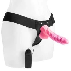 Flash Sale ✨ Bondara&Sex Pink Passion Unisex Hollow Strap-On Vibrator - 7 Inch 🛒